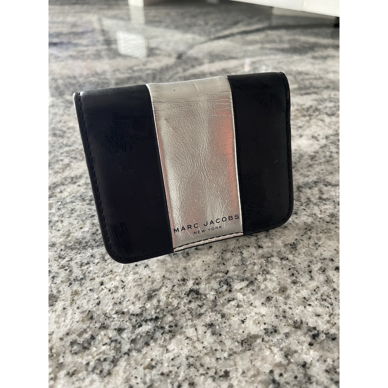 Marc Jacobs New York Black And Silver Button Wallet